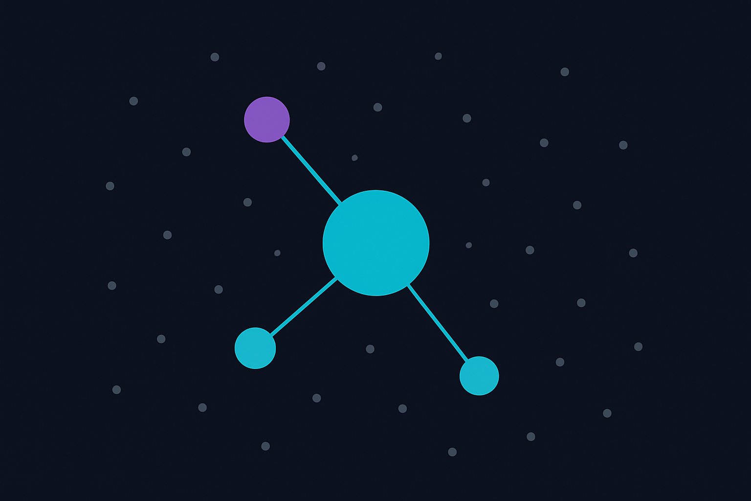 One bright query point reaching out to its three nearest points in a field of stored points.